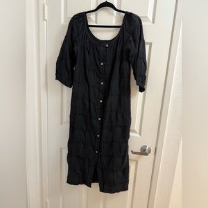No.6 Store Black Textured Button Front Midi Dress, Size 1
